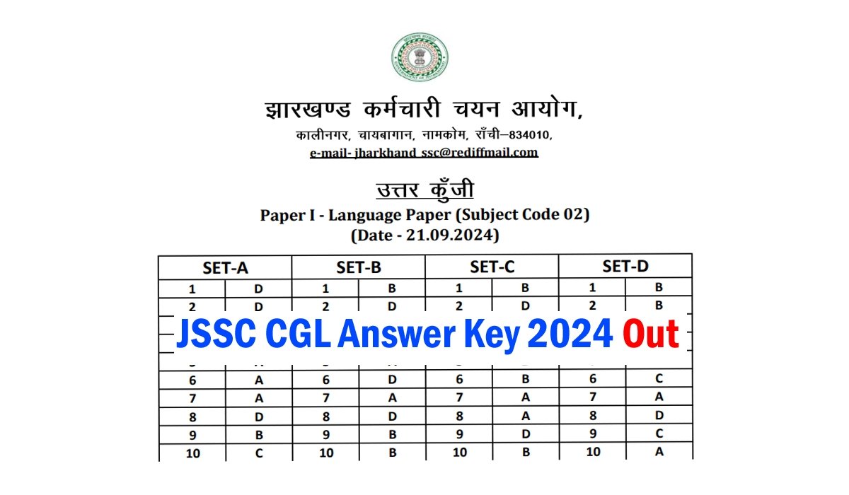 JSSC CGL Answer Key 2024