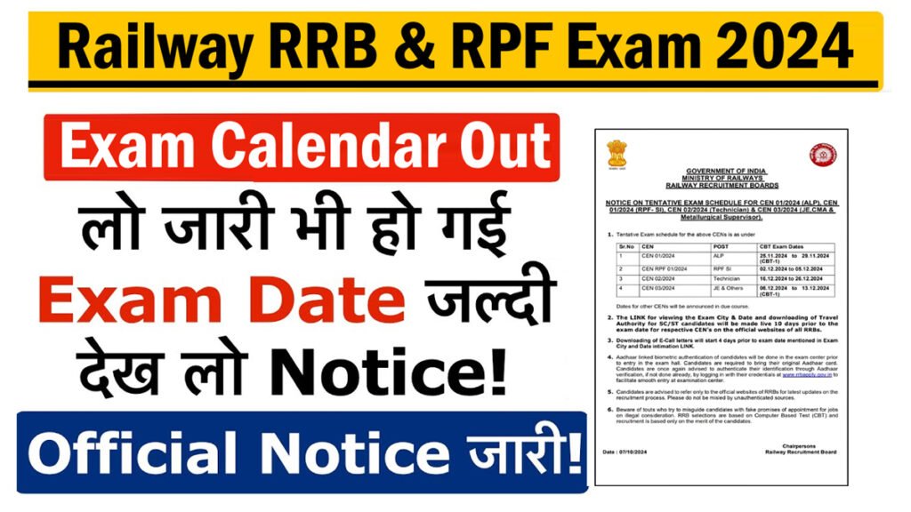 Railway RRB Exam Date 2024