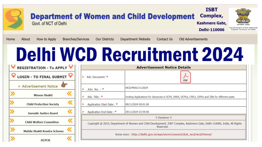 Delhi WCD Recruitment 2024