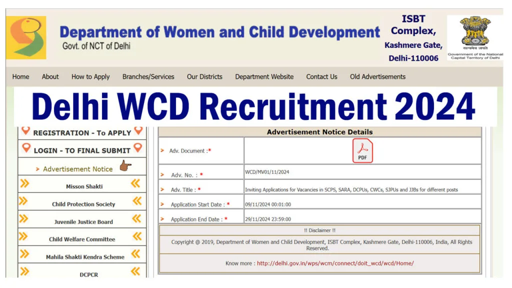 Delhi WCD Recruitment 2024