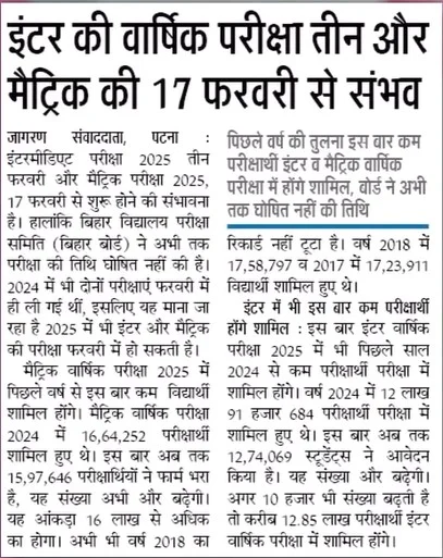 BSEB Bihar Board Exam Date 2025