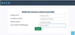 Bihar Board 12th Dummy Admit Card 2025