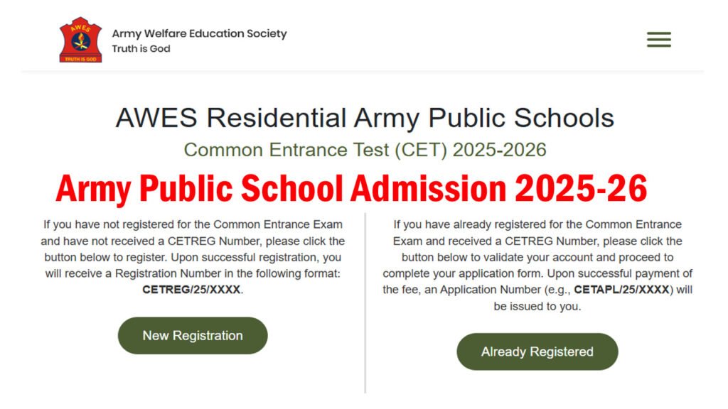 Army Public School Admission 2025-26