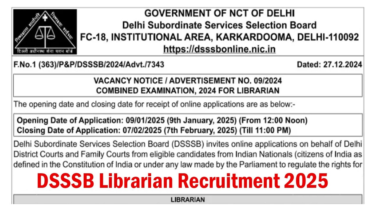 DSSSB Librarian Recruitment 2025