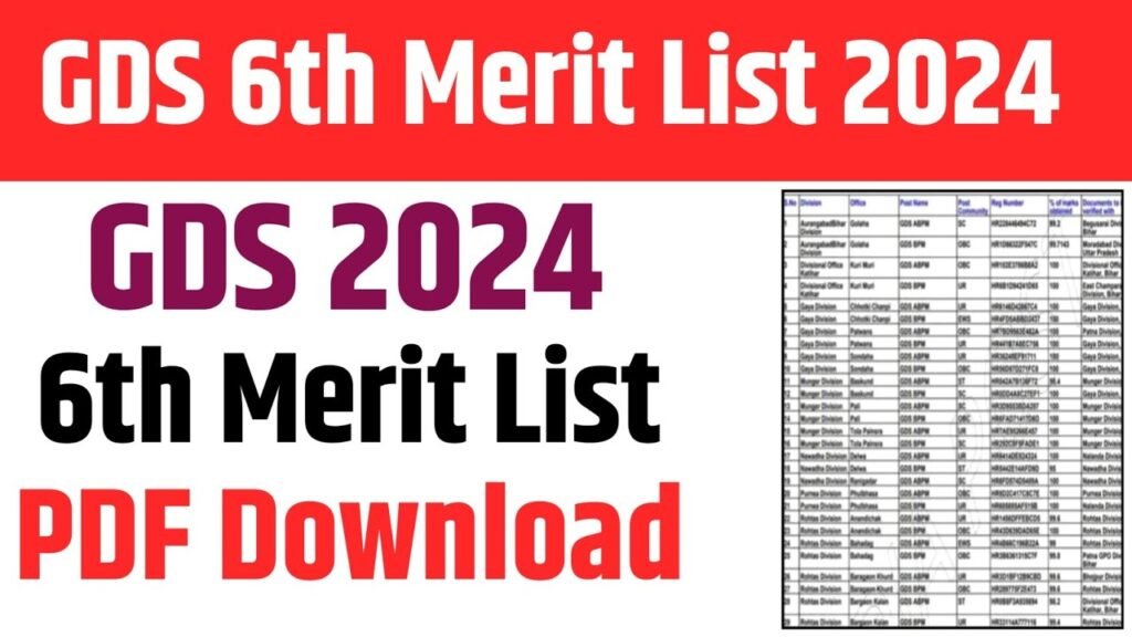 India Post GDS 6th Merit List 2024