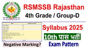 RSMSSB Rajasthan 4th Grade Syllabus and Exam Pattern 2025