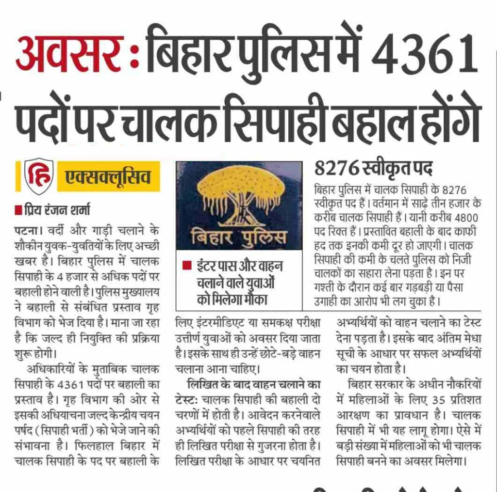 Bihar Police Driver Vacancy 2025