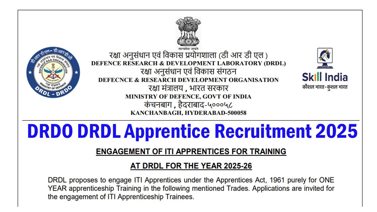 DRDO DRDL Apprentice Recruitment 2025