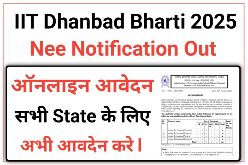 IIT Dhanbad Junior Technician Bharti 2025