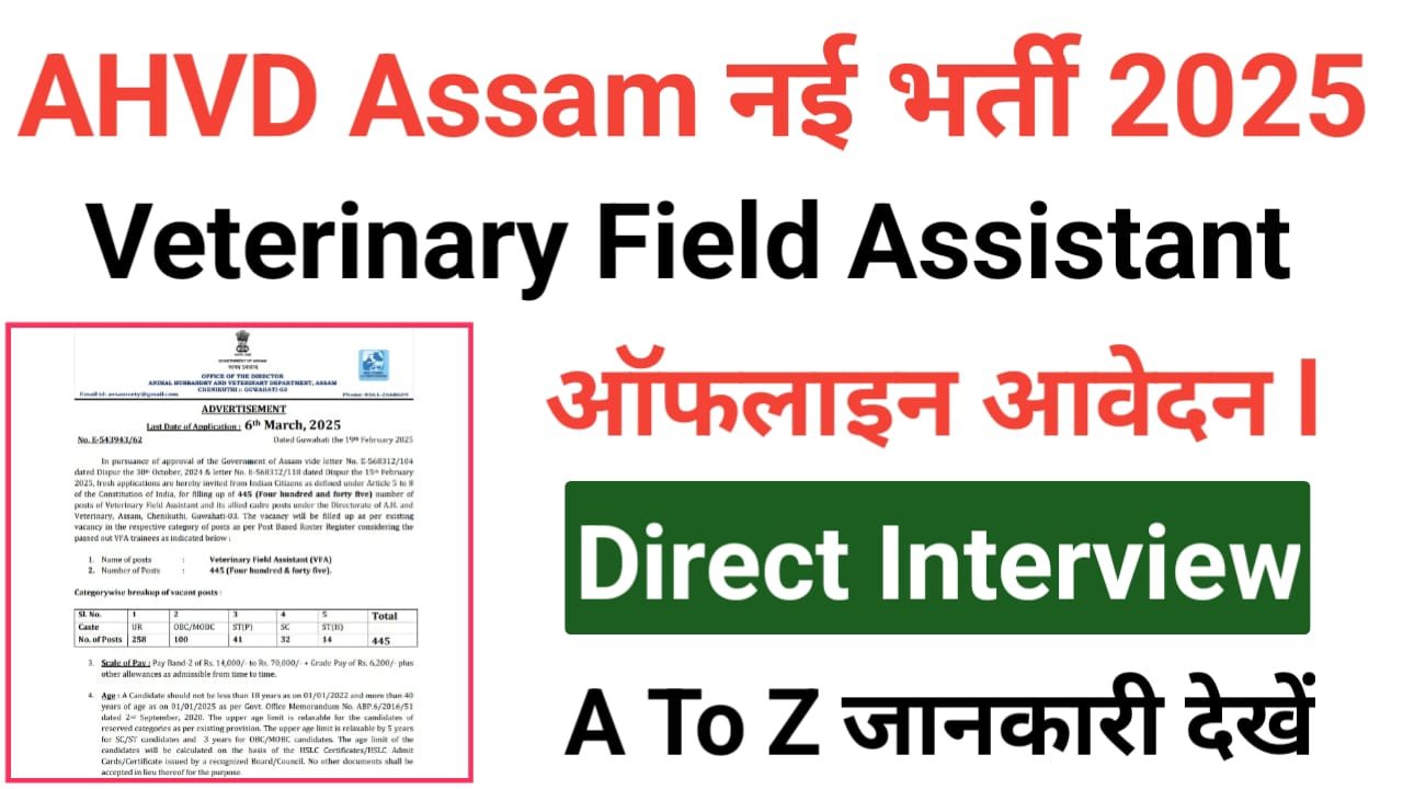 AHVD Assam Recruitment 2025