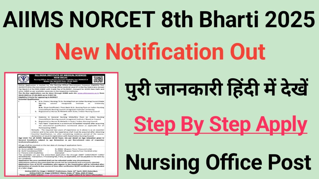 AIIMS NORCET 8 Online Form 2025