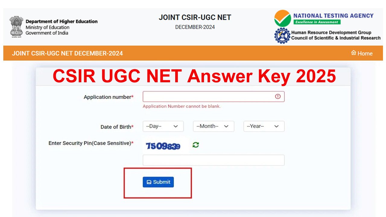 CSIR UGC NET Answer Key 2025