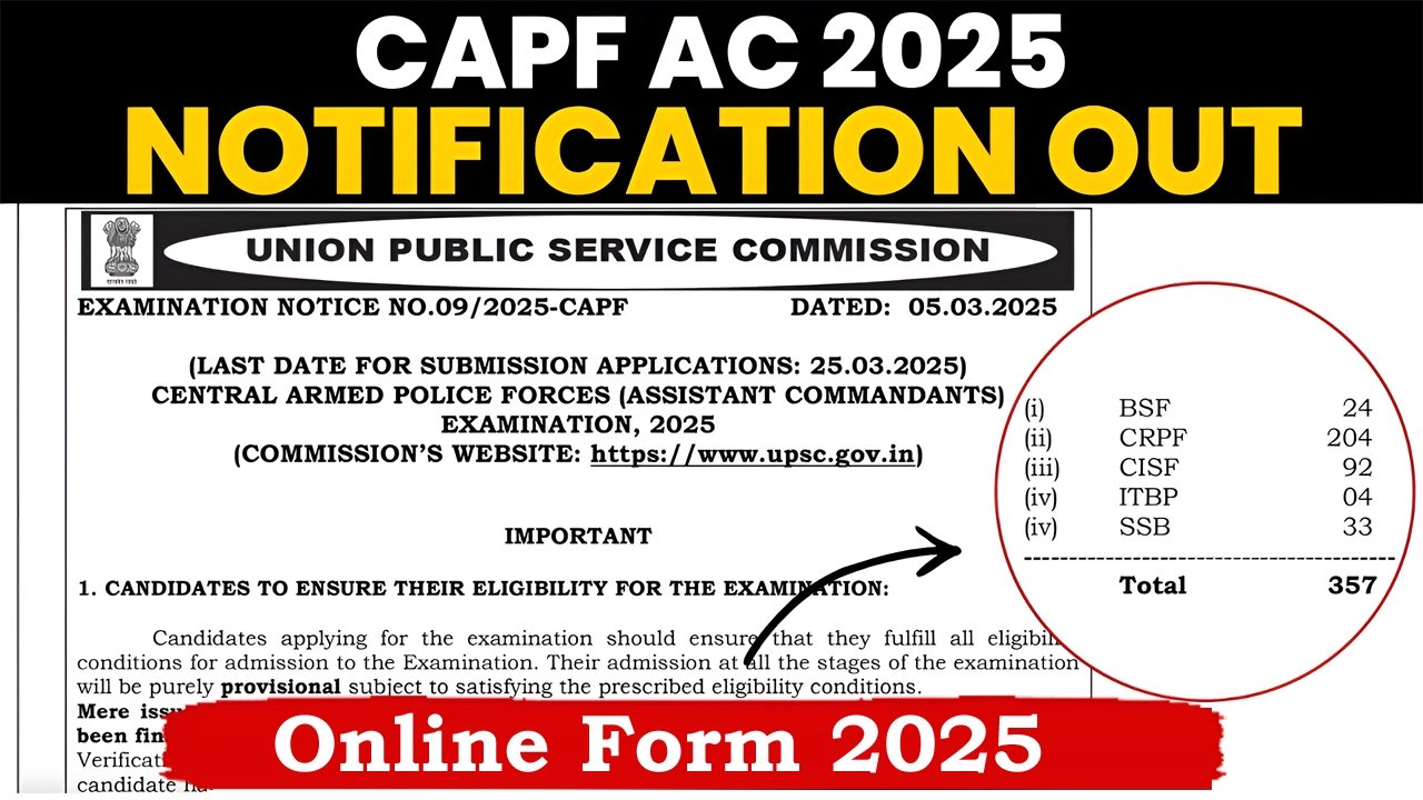 UPSC CAPF AC Recruitment 2025
