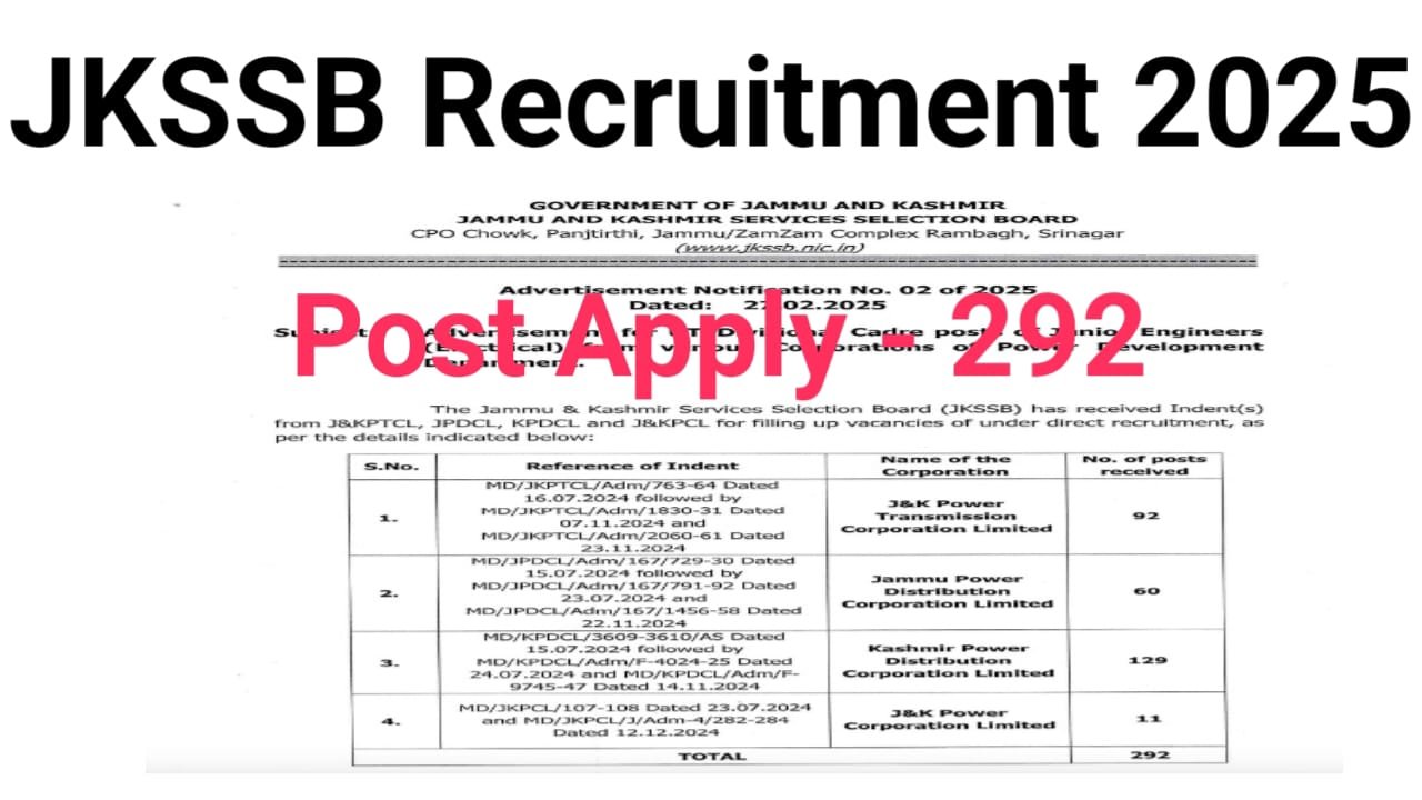 JKSSB JE Online Form 2025