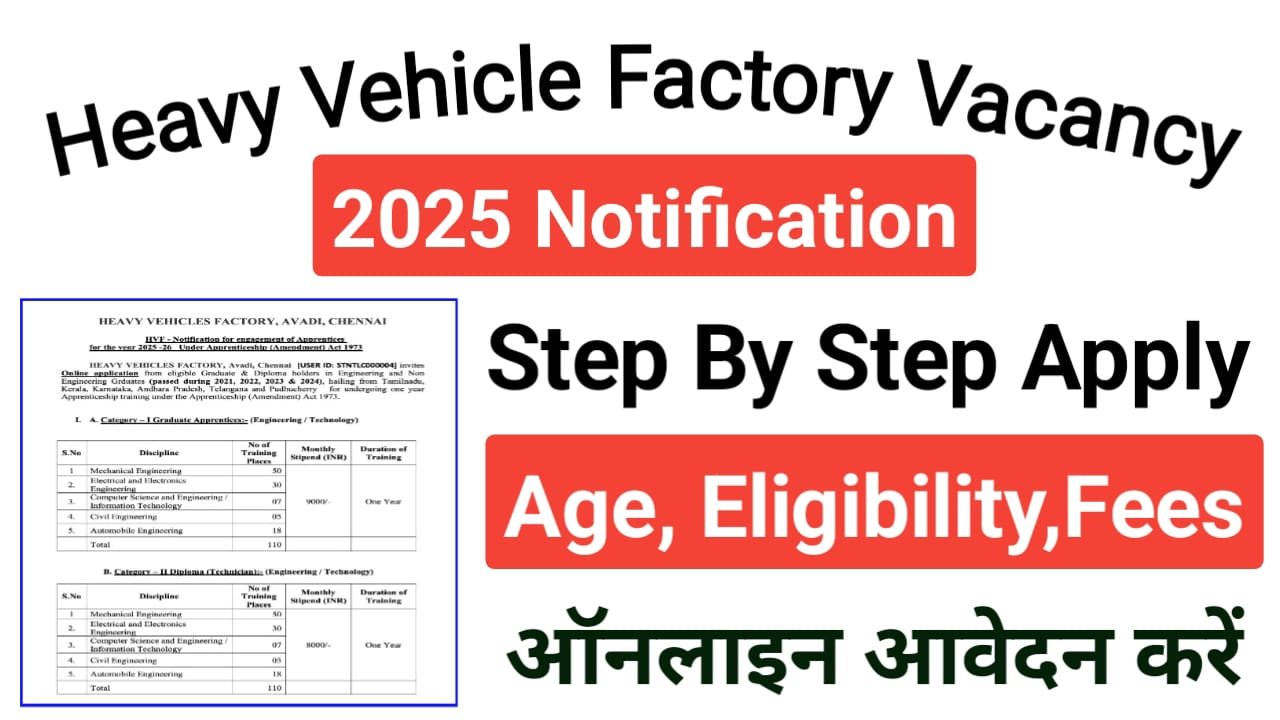 Heavy Vehicle Factory Apprentice Recruitment 2025