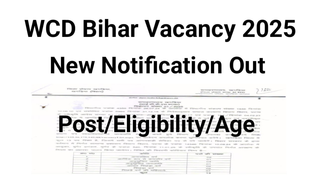 WCD Bihar Lady Supervisor Recruitment 2025