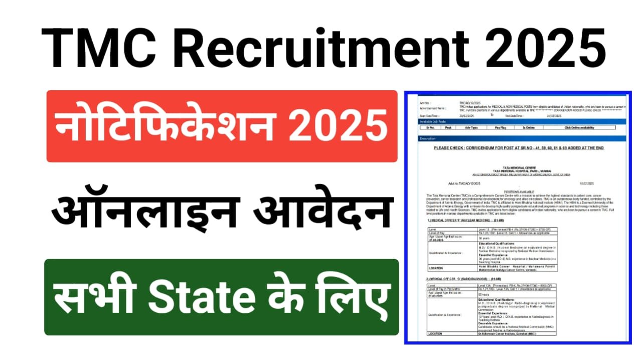 TMC Various Post Recruitment 2025