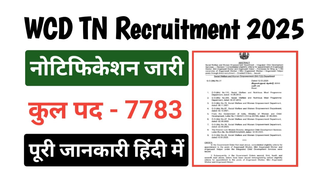 WCD TN Recruitment 2025