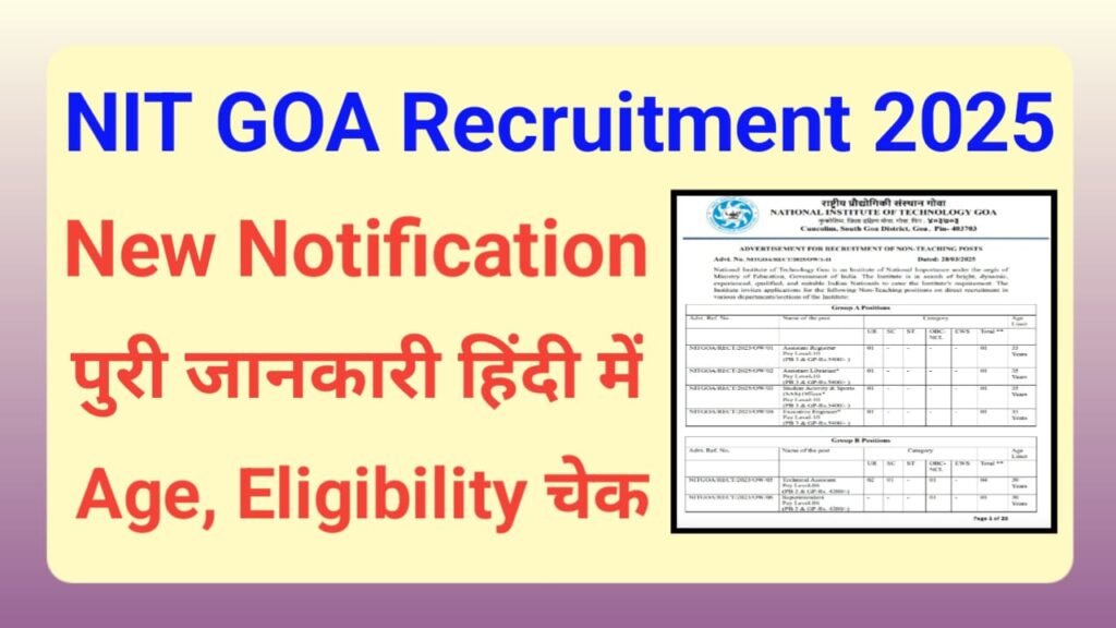 NIT Goa Non Teaching Online Form 2025