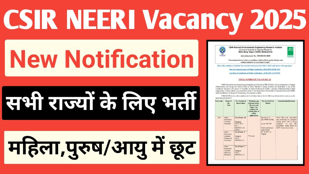 CSIR NEERI Recruitment 2025