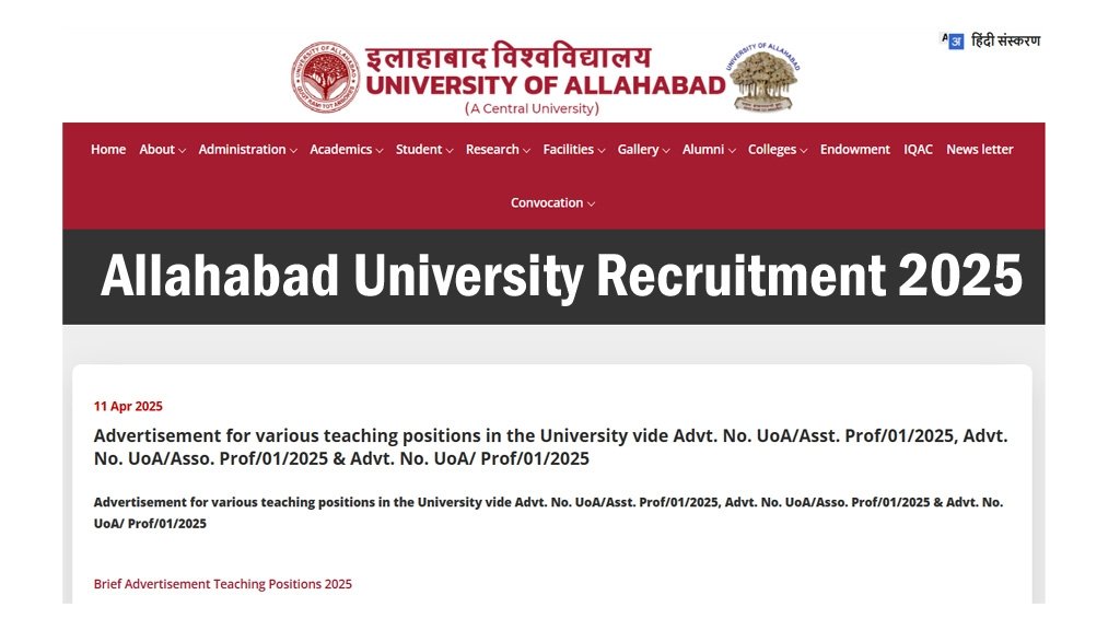 Allahabad University Recruitment 2025
