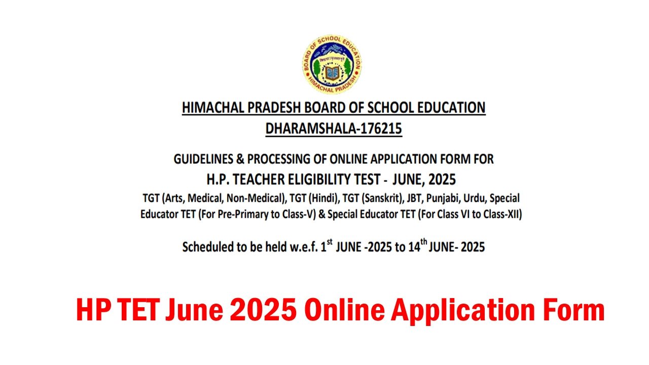 HP TET June 2025 Online Application Form