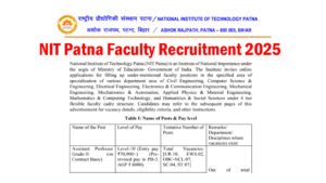 NIT Patna Faculty Recruitment 2025