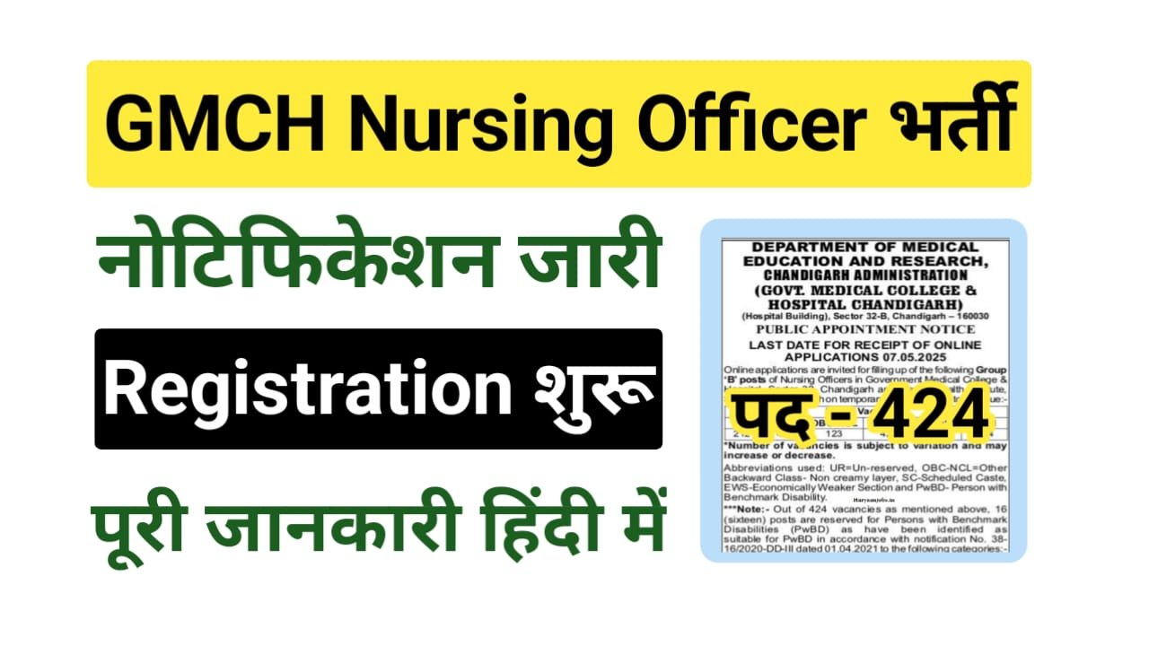 Chandigarh GMCH Nursing Officer Recruitment 2025