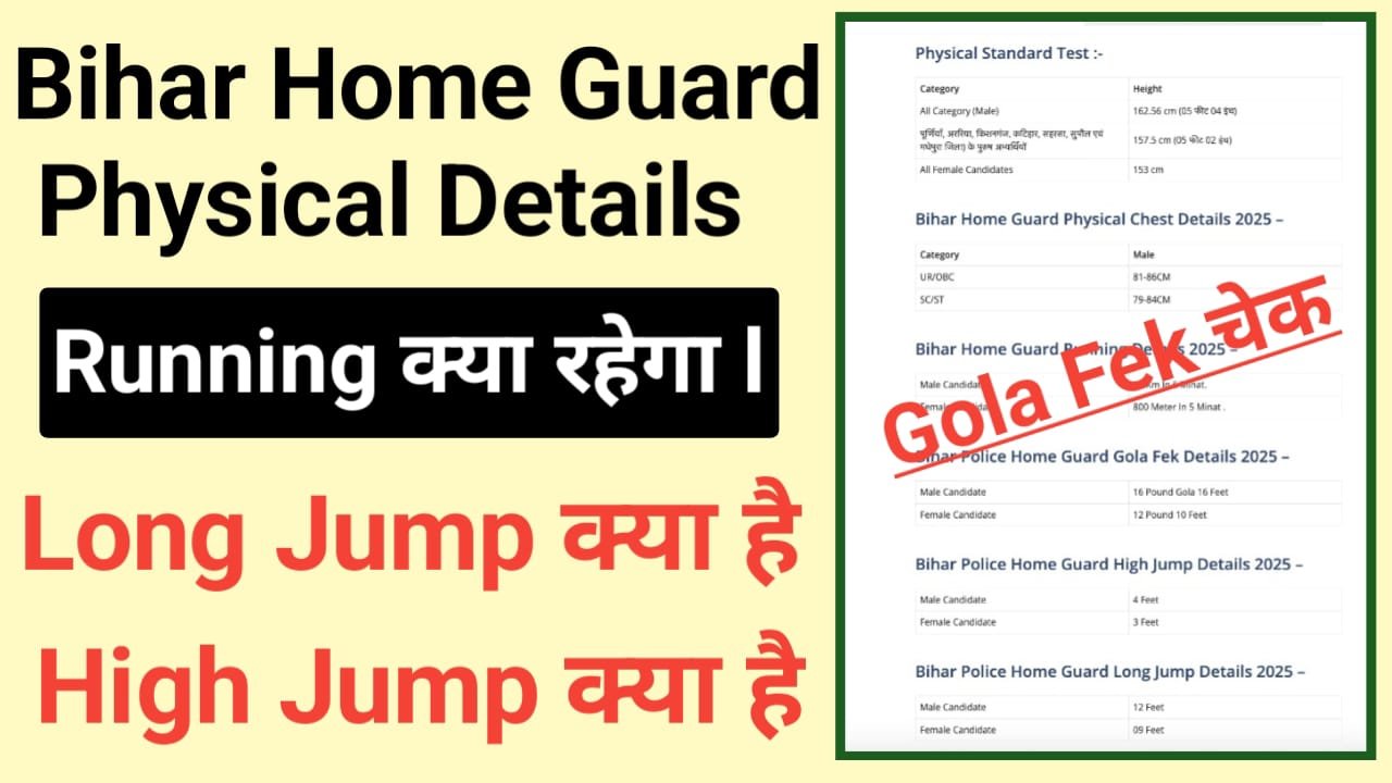 Bihar Home Guard Physical Details 2025