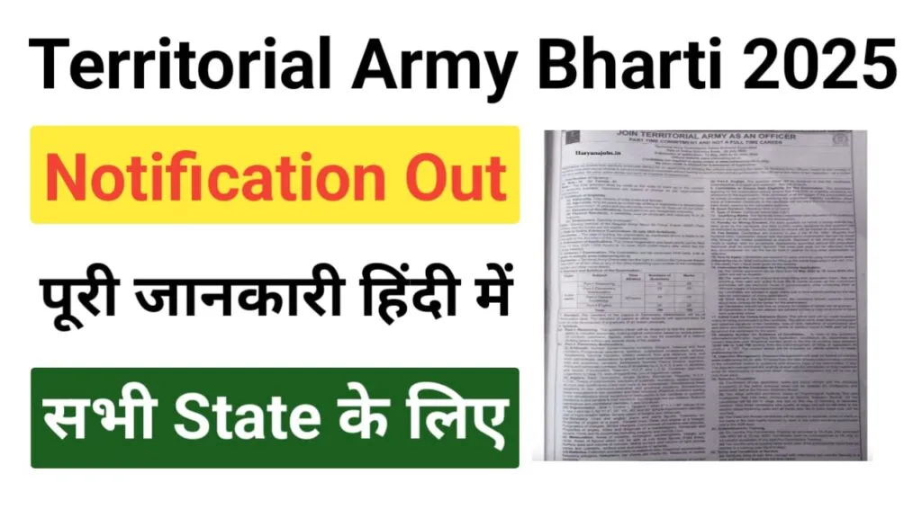 Territorial Army Lieutenant Recruitment 2025