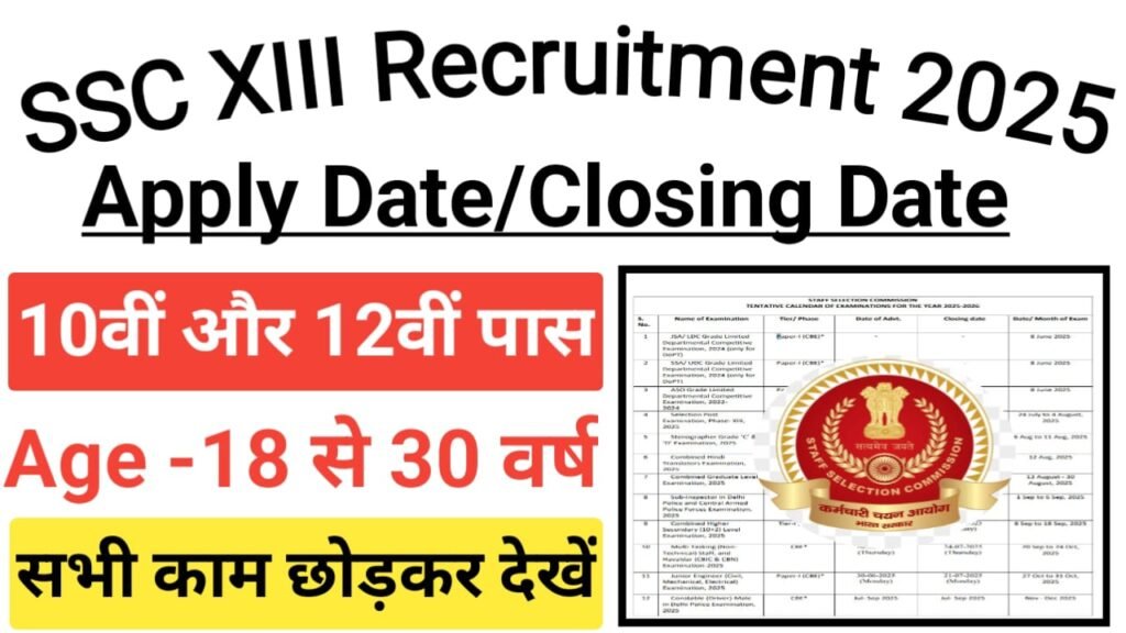 SSC Selection Post XIII Vacancy 2025 2 जून 2025