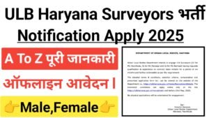 ULB Haryana Surveyors Recruitment 2025
