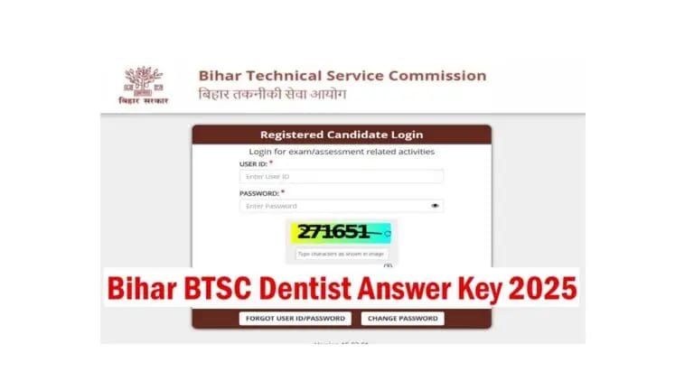 BTSC Dentist Answer Key Out 2025