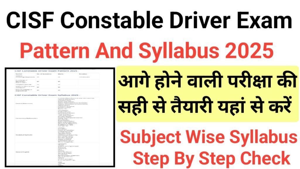 CISF Constable Driver Exam Syllabus 2025