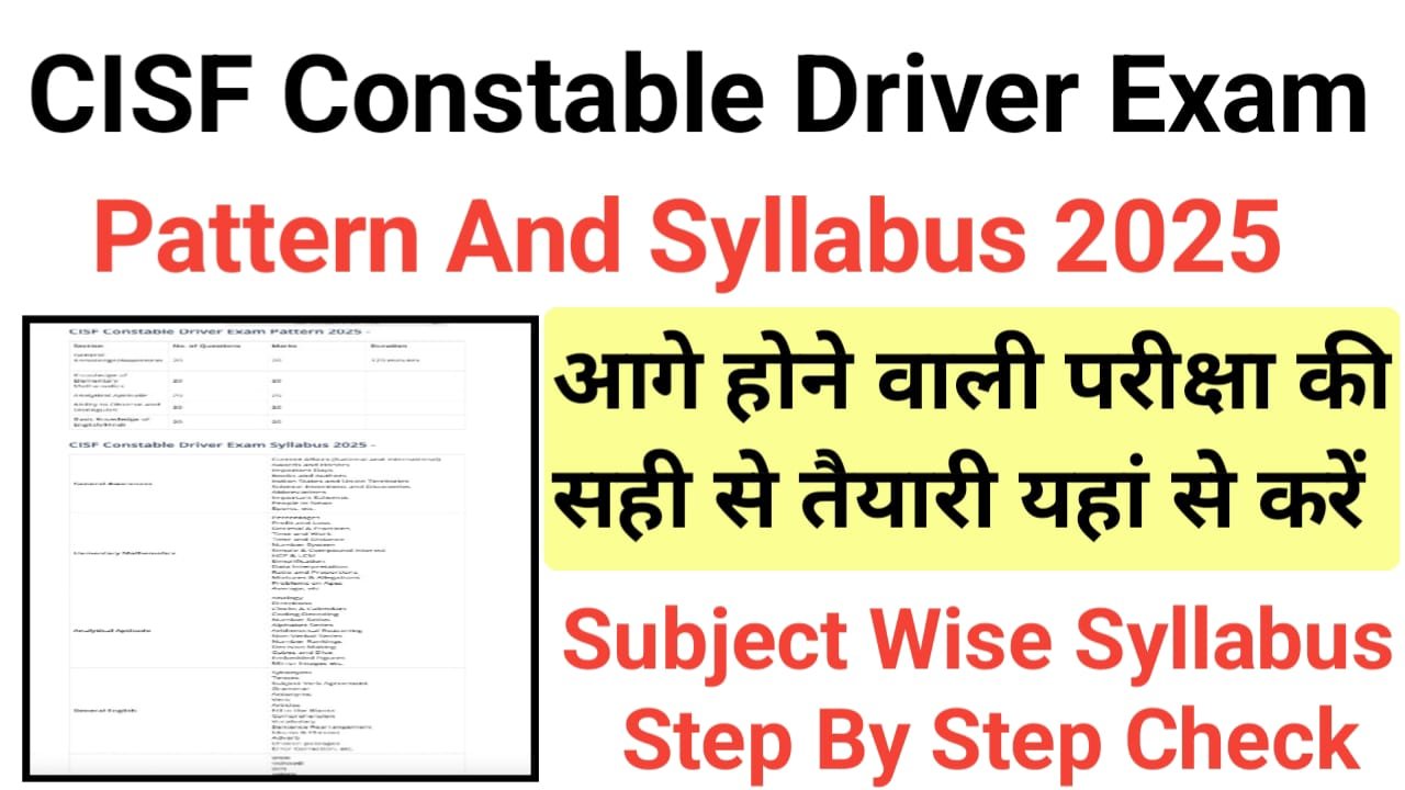CISF Constable Driver Exam Syllabus 2025