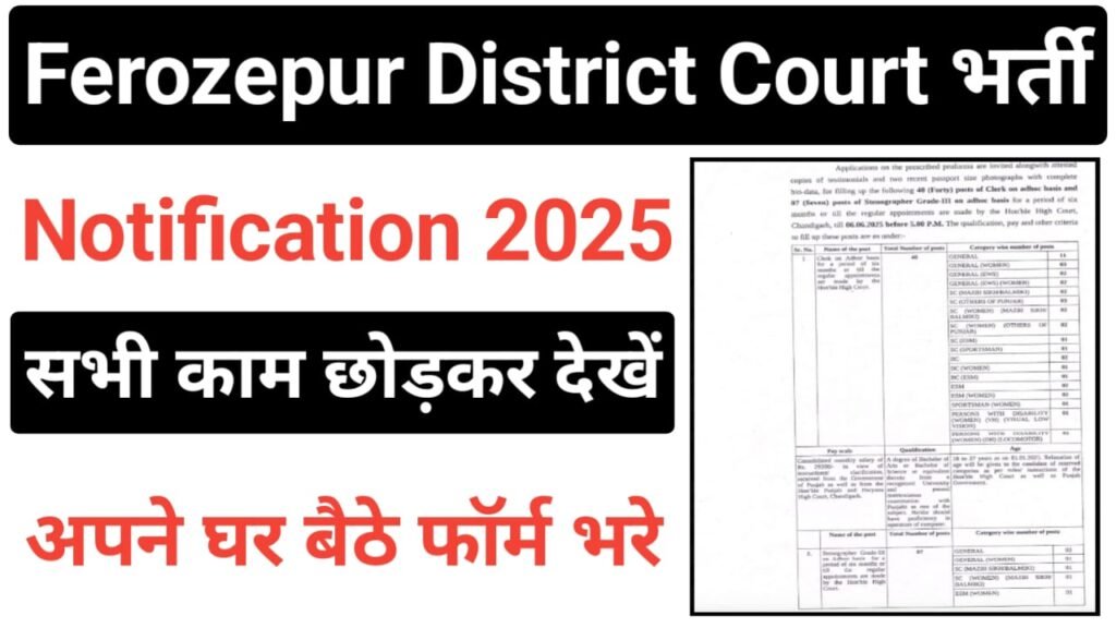 Ferozepur District Court Clerk Bharti 2025