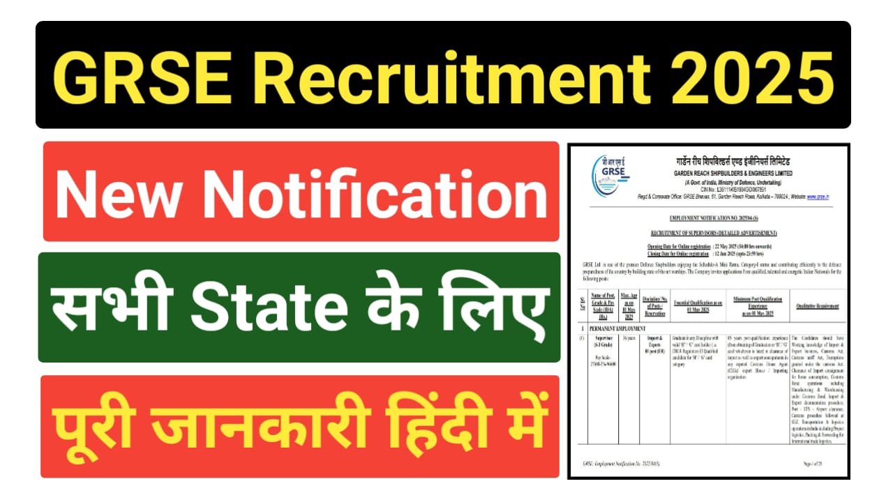 GRSE Supervisor Recruitment 2025