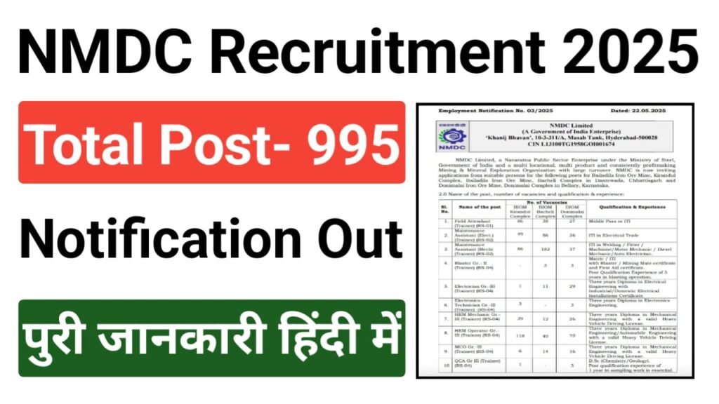 NMDC Recruitment Apply 2025