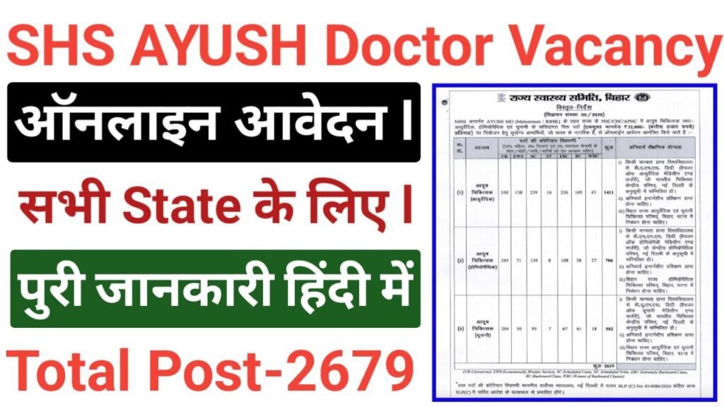 SHS Bihar AYUSH Doctor Online Form 2025