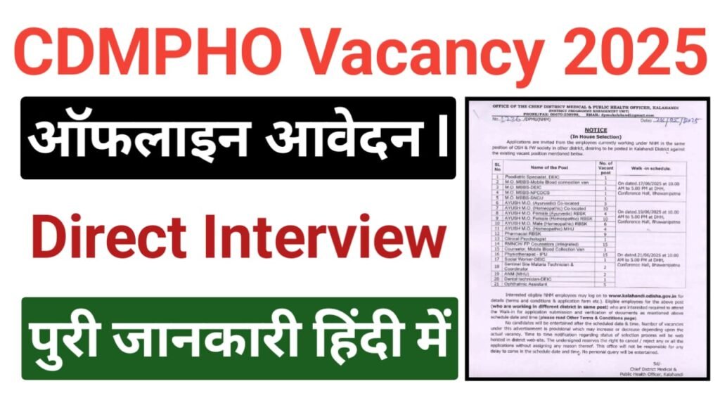 CDMPHO Kalahandi Recruitment 2025 Apply kalahandi.odisha.gov.in