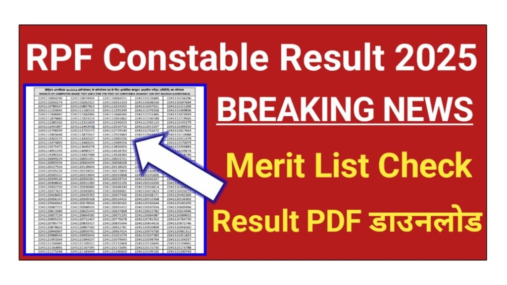 RPF Constable Result Download 2025
