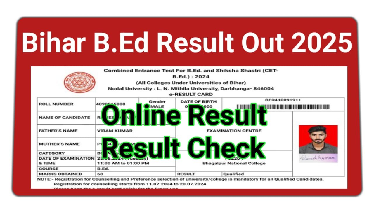 Bihar B.Ed Result Download 2025