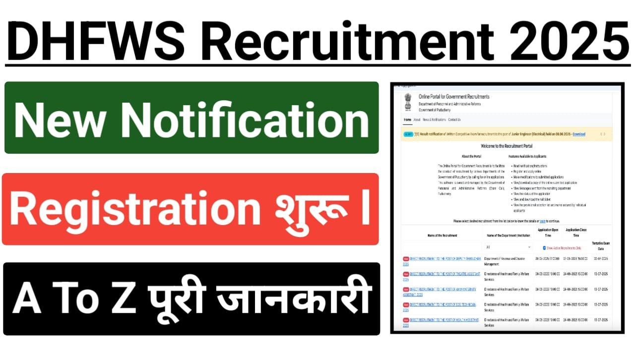 DHFWS Puducherry Pharmacist Recruitment 2025