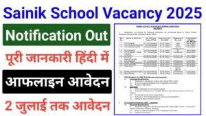 Sainik School Kunjpura Recruitment 2025