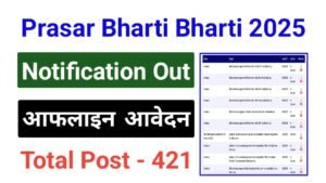 Prasar Bharati Technical Intern Bharti 2025
