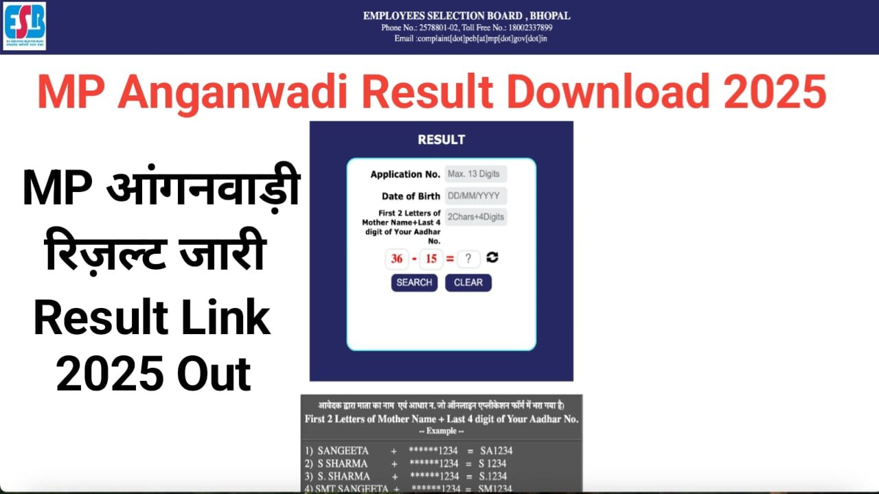 MP Anganwadi Supervisor Result 2025