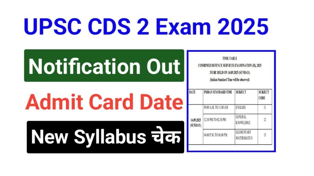 UPSC CDS II Exam Notification Out 2025