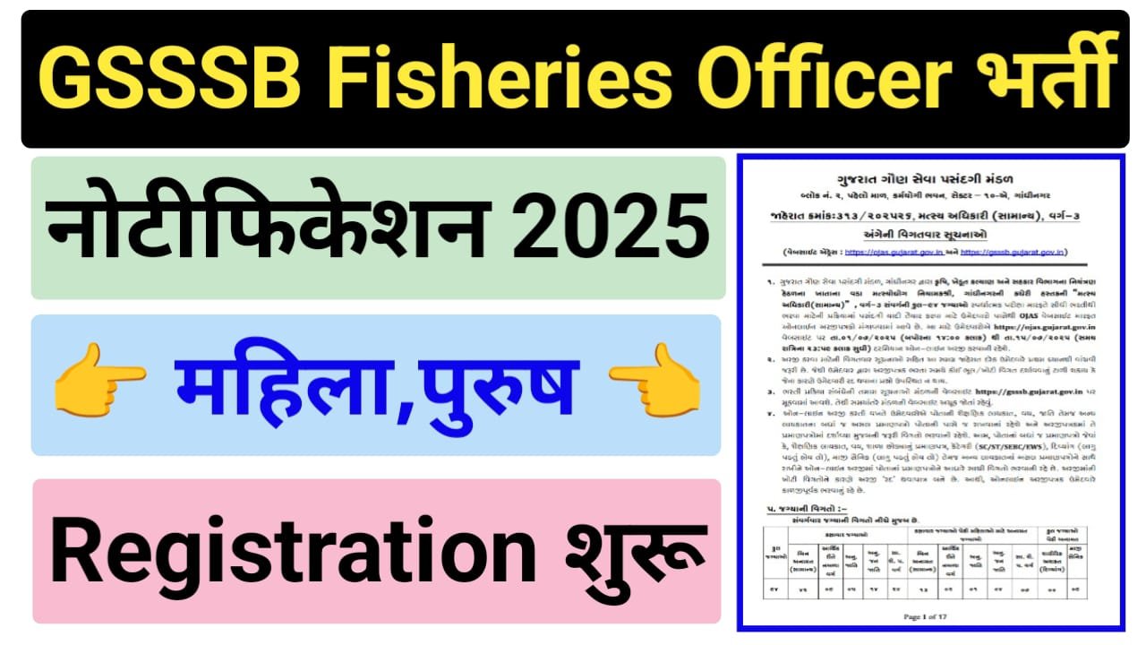 GSSSB Fisheries Officer Recruitment 2025