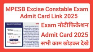 MPESB Excise Constable Exam Admit Card 2025