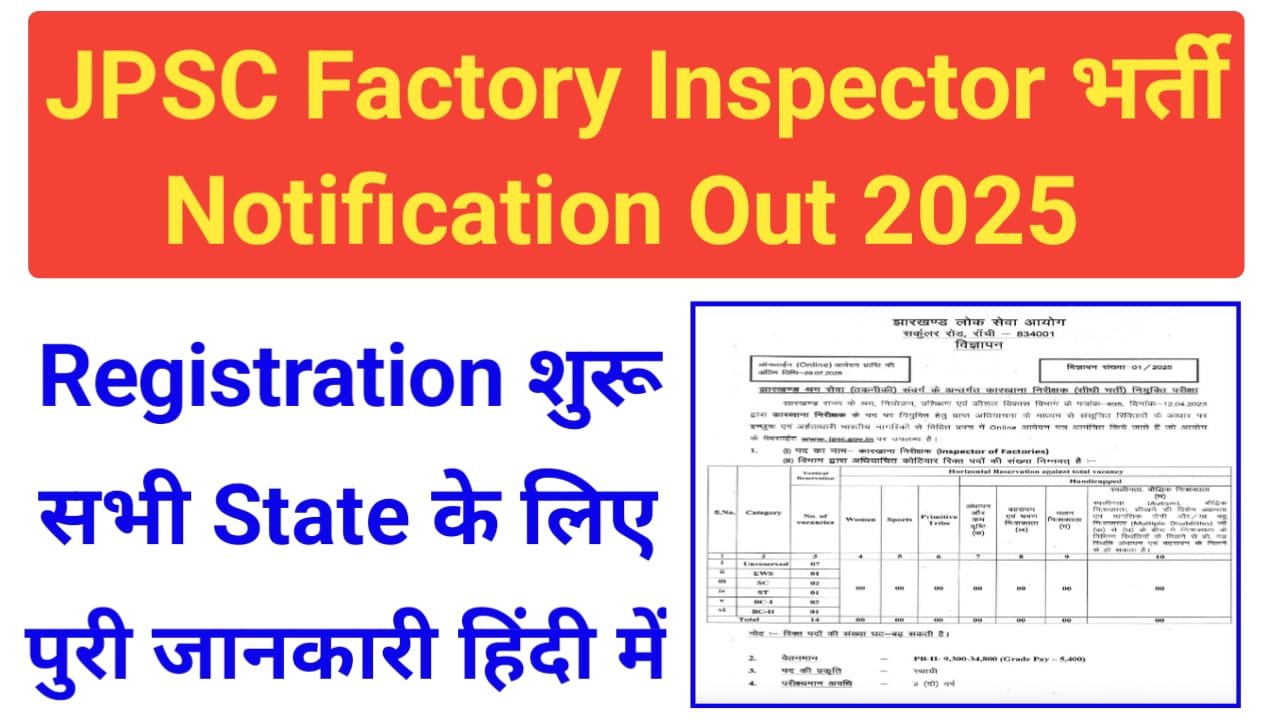 JPSC Factory Inspector Recruitment 2025